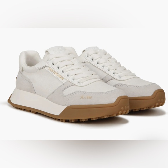 Sam Edelman Layla White Suede Sneaker - Picture 2 of 9